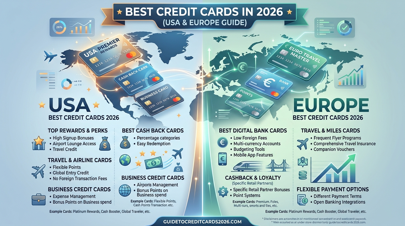 💳 Best Credit Cards in 2026 (USA & Europe Guide)