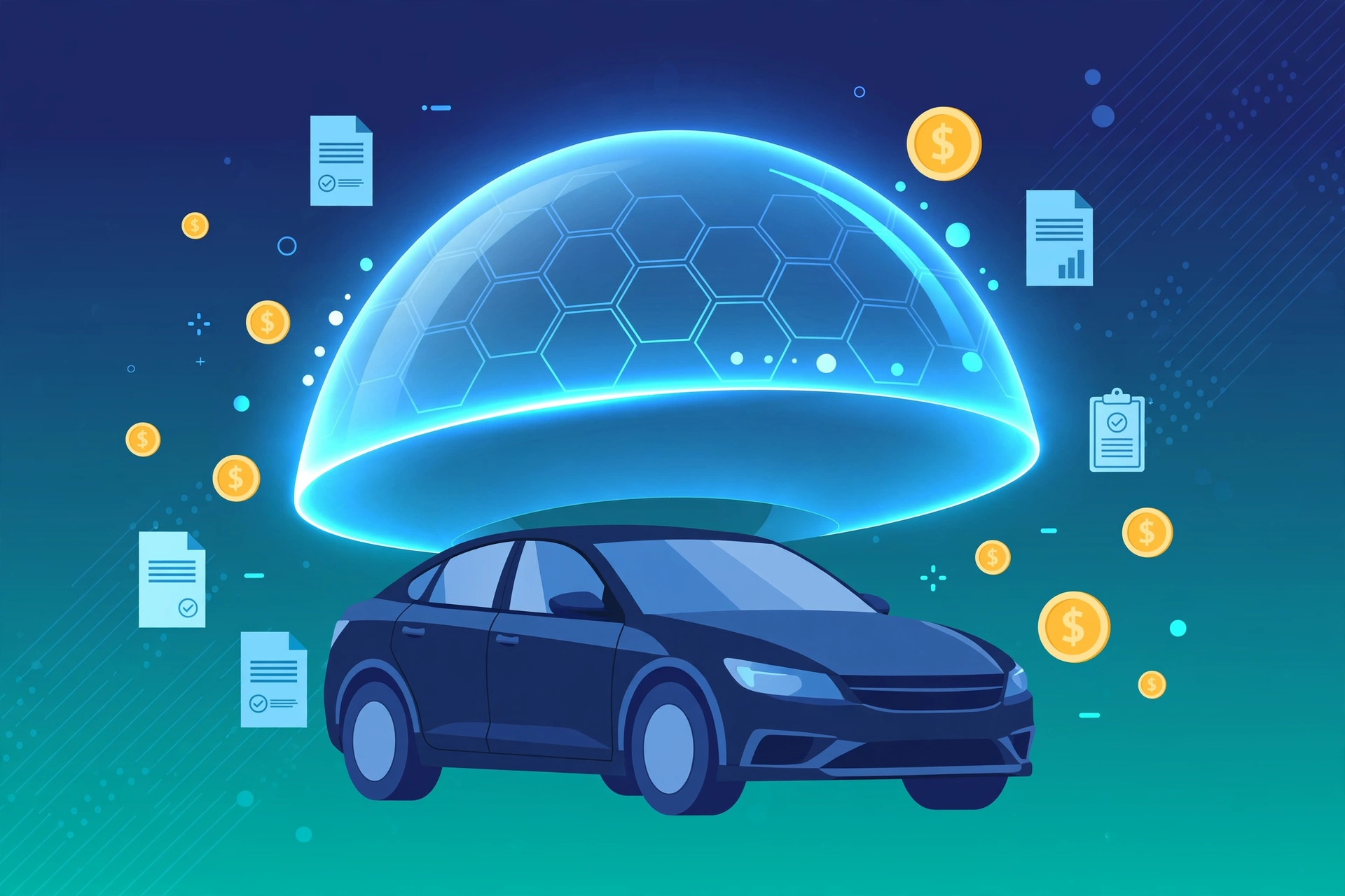 Car insurance coverage protecting a car under a shield